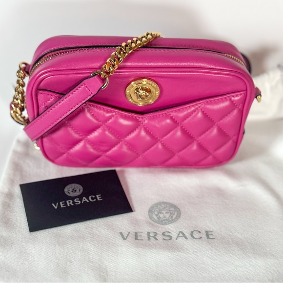 Versace Quilted La Medusa Camera Bag – Bright Pink with Gold-Tone Hardware - Picture 1 of 16